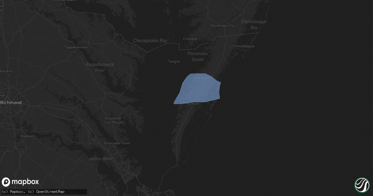 Hail map in Belle Haven, VA on August 19, 2024
