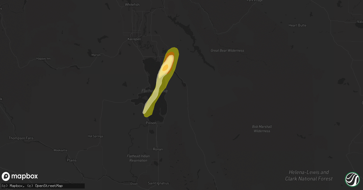 Hail map in Bigfork, MT on August 19, 2024
