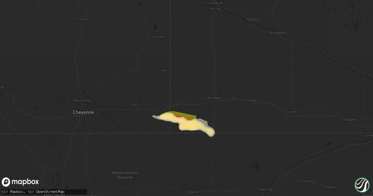 Hail map in Bushnell, NE on August 19, 2024