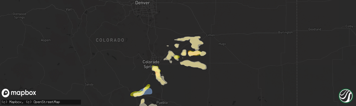 Hail map in Calhan, CO on August 19, 2024