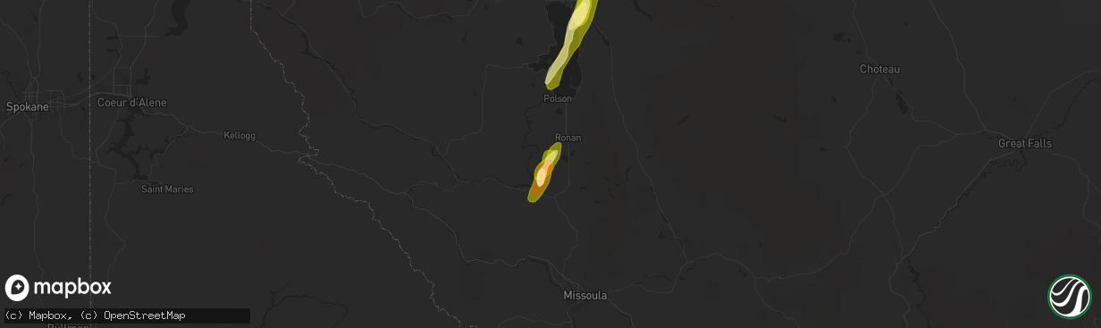 Hail map in Charlo, MT on August 19, 2024