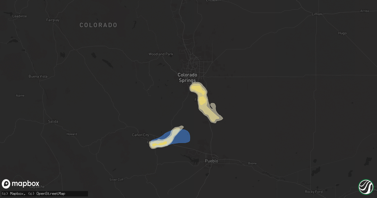 Hail map in Colorado Springs, CO on August 19, 2024
