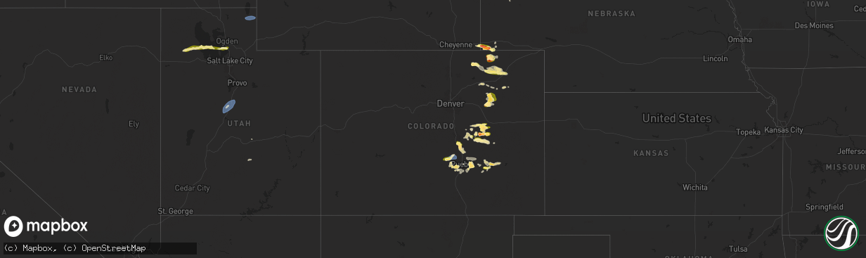 Hail map in Colorado on August 19, 2024