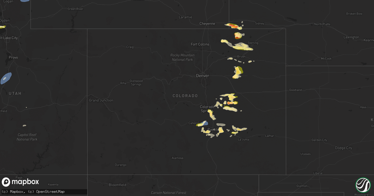 Hail map in Colorado on August 19, 2024