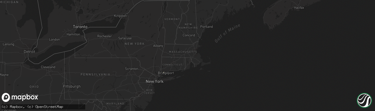 Hail map in Connecticut on August 19, 2024