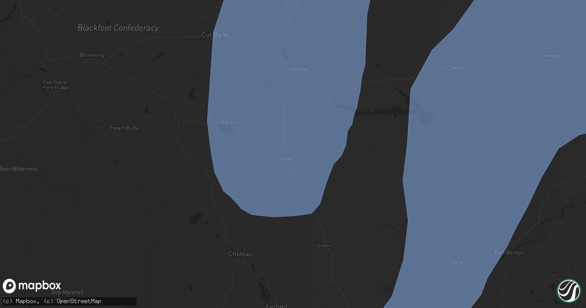 Hail map in Conrad, MT on August 19, 2024