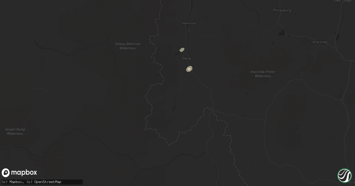 Hail map in Darby, MT on August 19, 2024