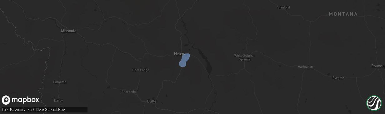 Hail map in East Helena, MT on August 19, 2024