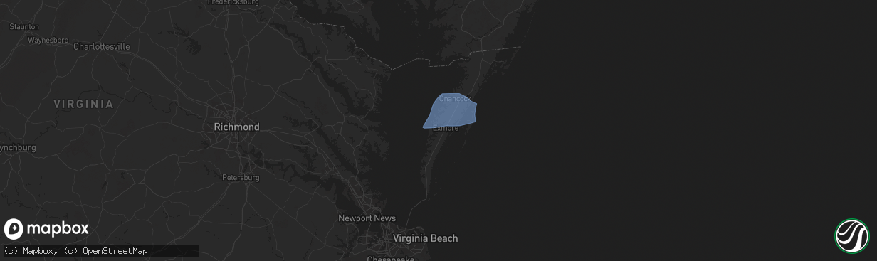 Hail map in Exmore, VA on August 19, 2024