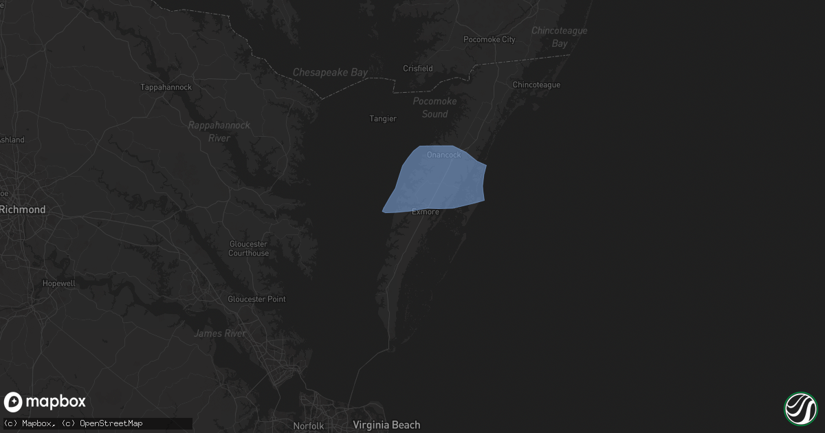 Hail map in Exmore, VA on August 19, 2024