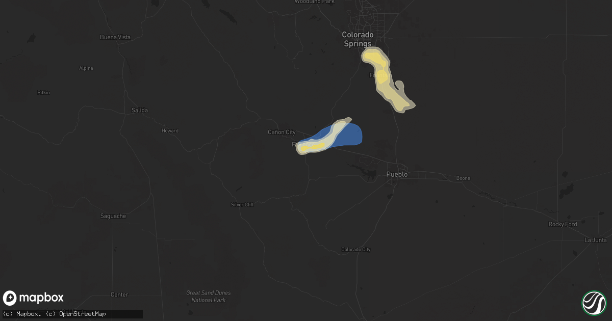 Hail map in Florence, CO on August 19, 2024