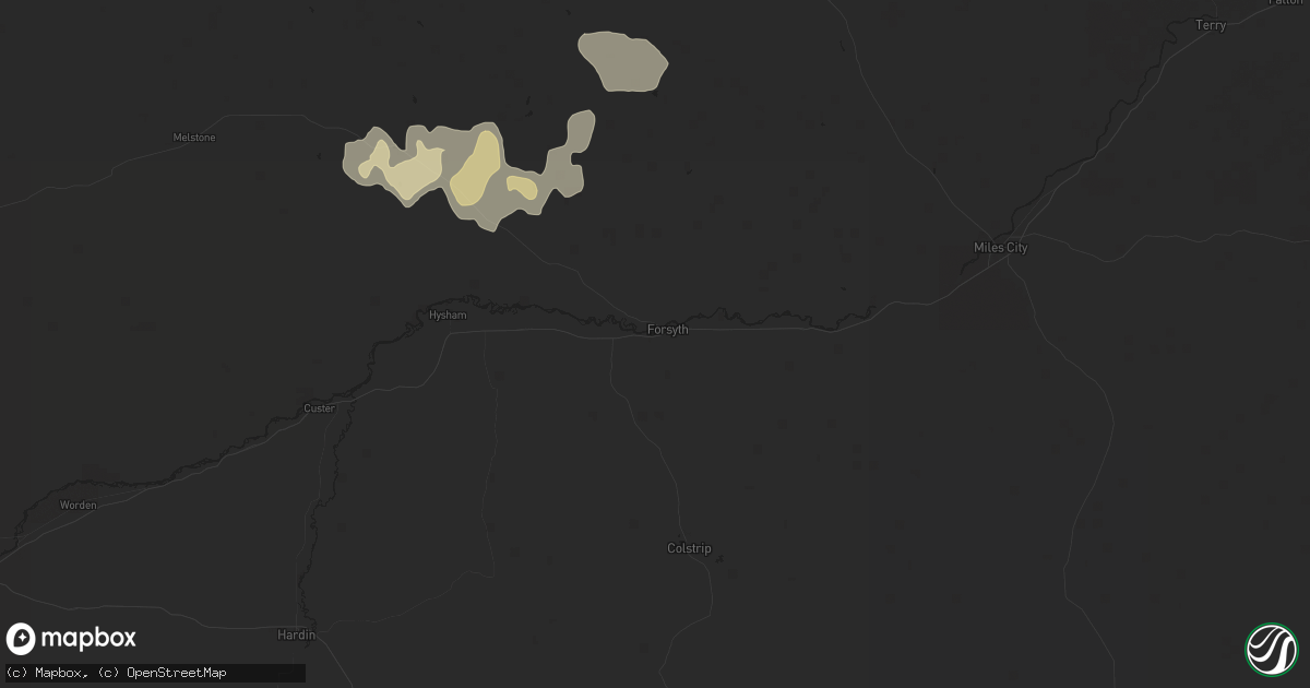 Hail map in Forsyth, MT on August 19, 2024