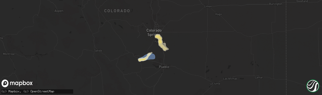 Hail map in Fountain, CO on August 19, 2024