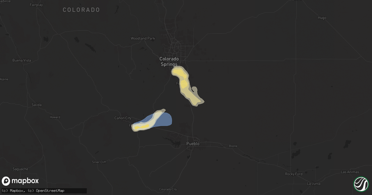 Hail map in Fountain, CO on August 19, 2024