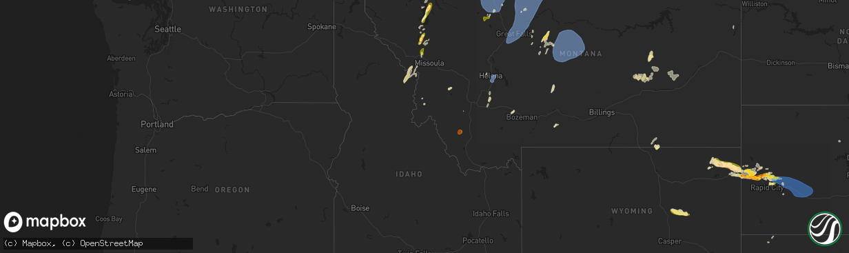 Hail map in Idaho on August 19, 2024