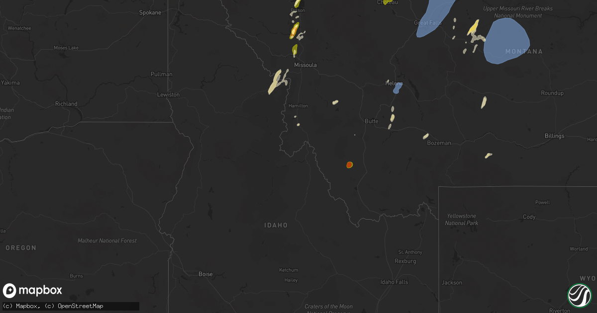 Hail map in Idaho on August 19, 2024