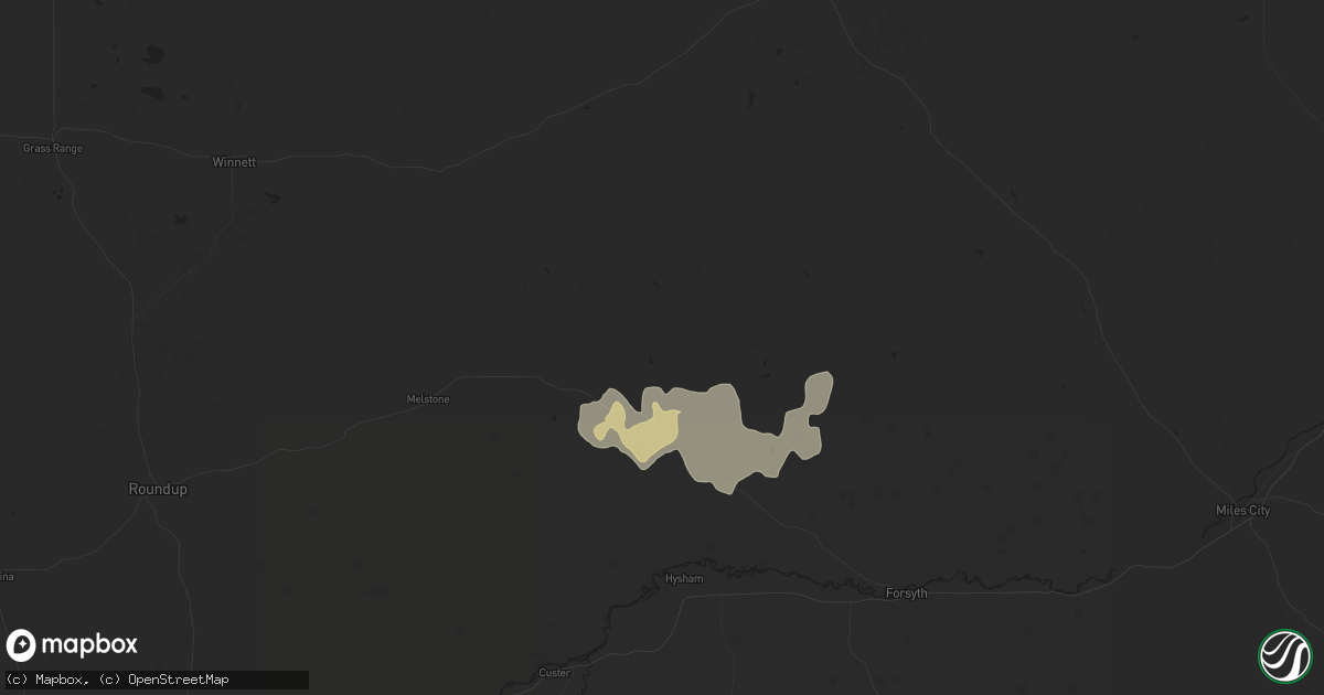 Hail map in Ingomar, MT on August 19, 2024