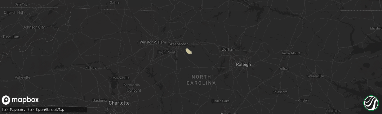 Hail map in Liberty, NC on August 19, 2024