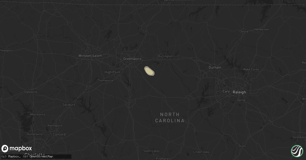 Hail map in Liberty, NC on August 19, 2024