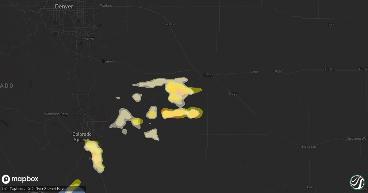 Hail map in Matheson, CO on August 19, 2024