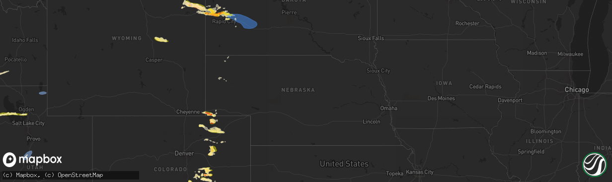 Hail map in Nebraska on August 19, 2024