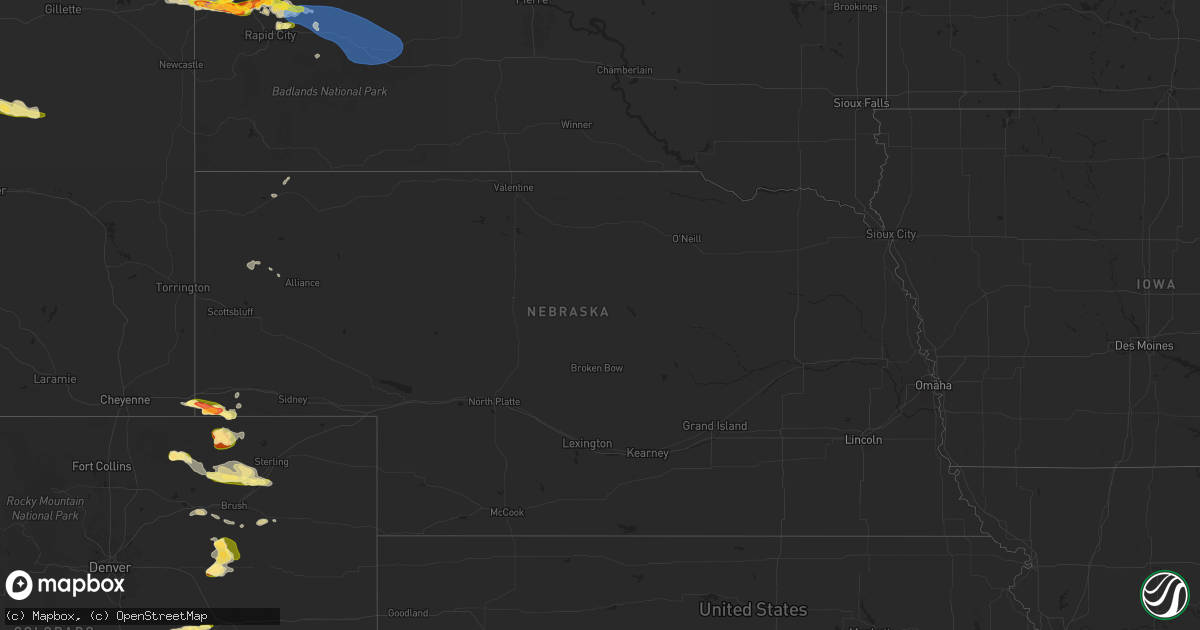 Hail map in Nebraska on August 19, 2024