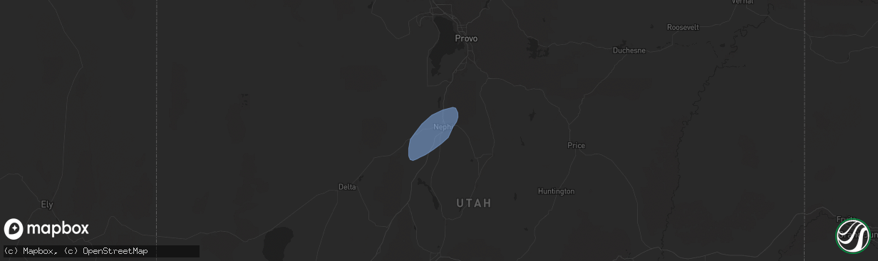 Hail map in Nephi, UT on August 19, 2024