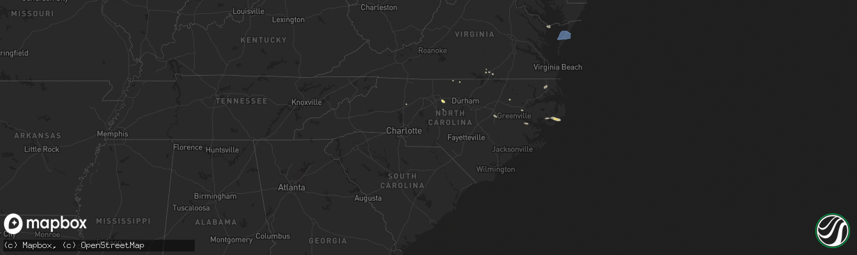 Hail map in North Carolina on August 19, 2024