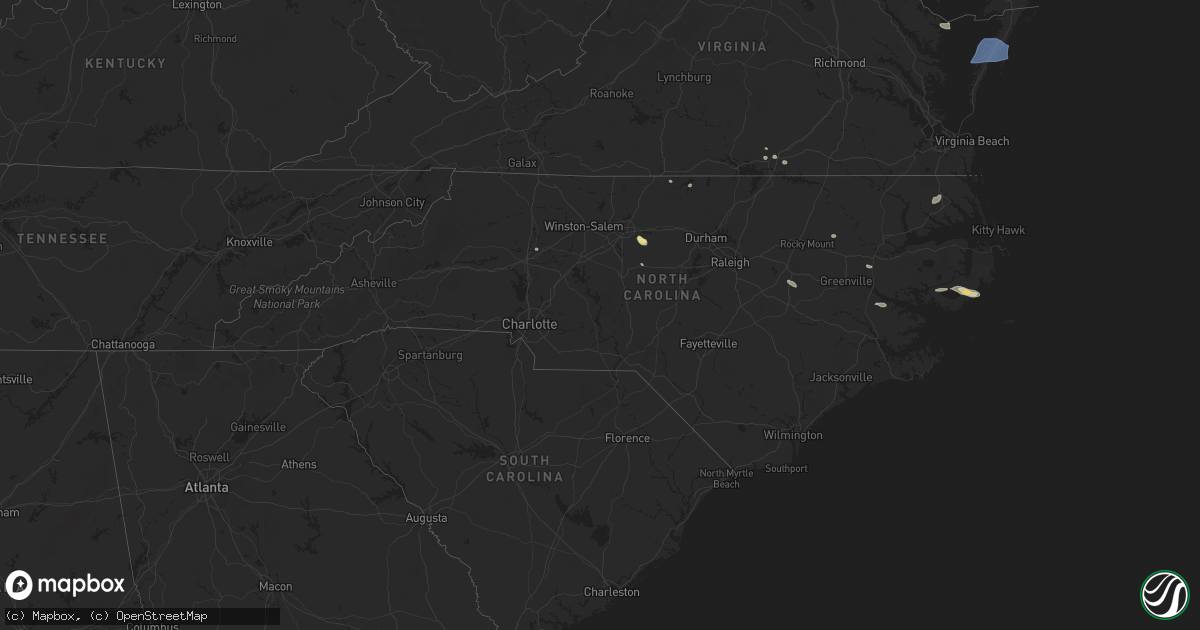 Hail map in North Carolina on August 19, 2024