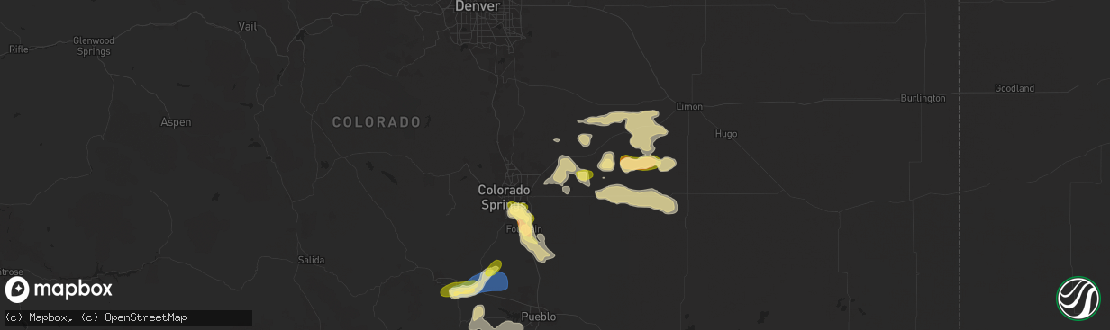 Hail map in Peyton, CO on August 19, 2024