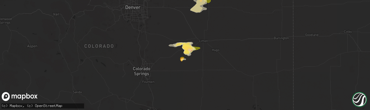 Hail map in Ramah, CO on August 19, 2024