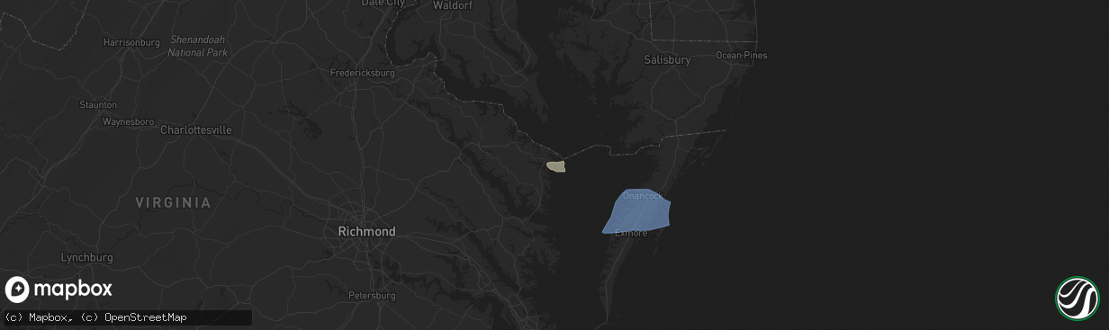 Hail map in Reedville, VA on August 19, 2024