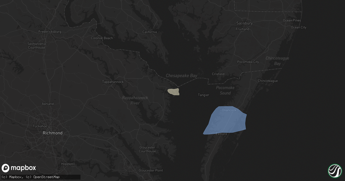 Hail map in Reedville, VA on August 19, 2024