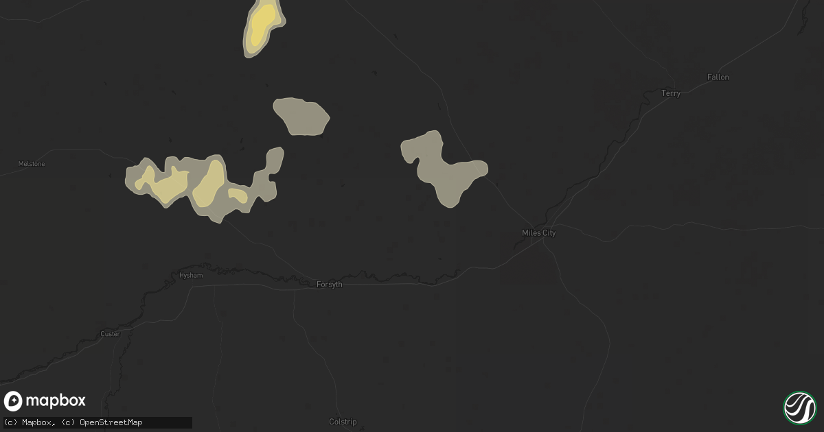 Hail map in Rosebud, MT on August 19, 2024