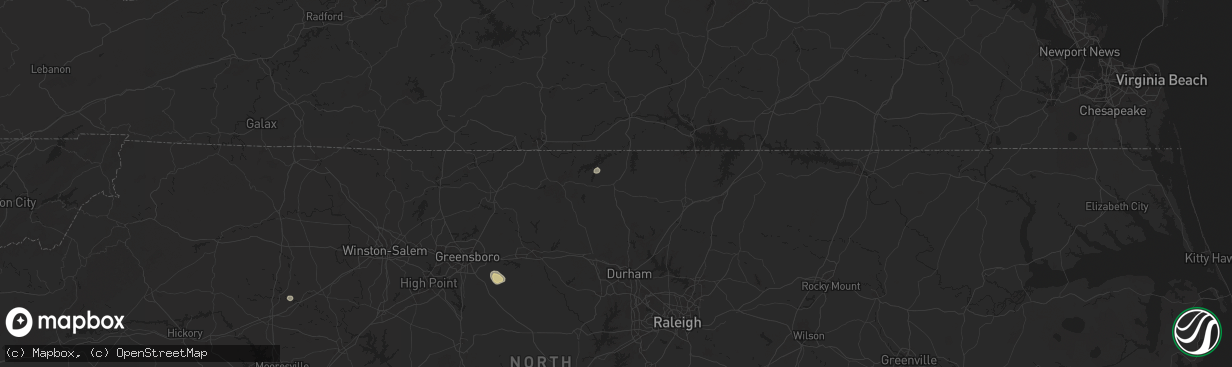 Hail map in Roxboro, NC on August 19, 2024