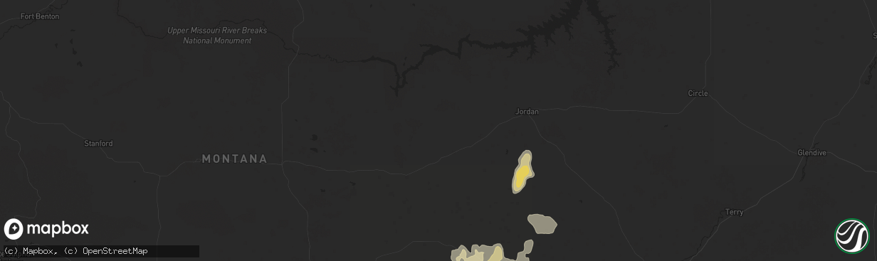 Hail map in Sand Springs, MT on August 19, 2024