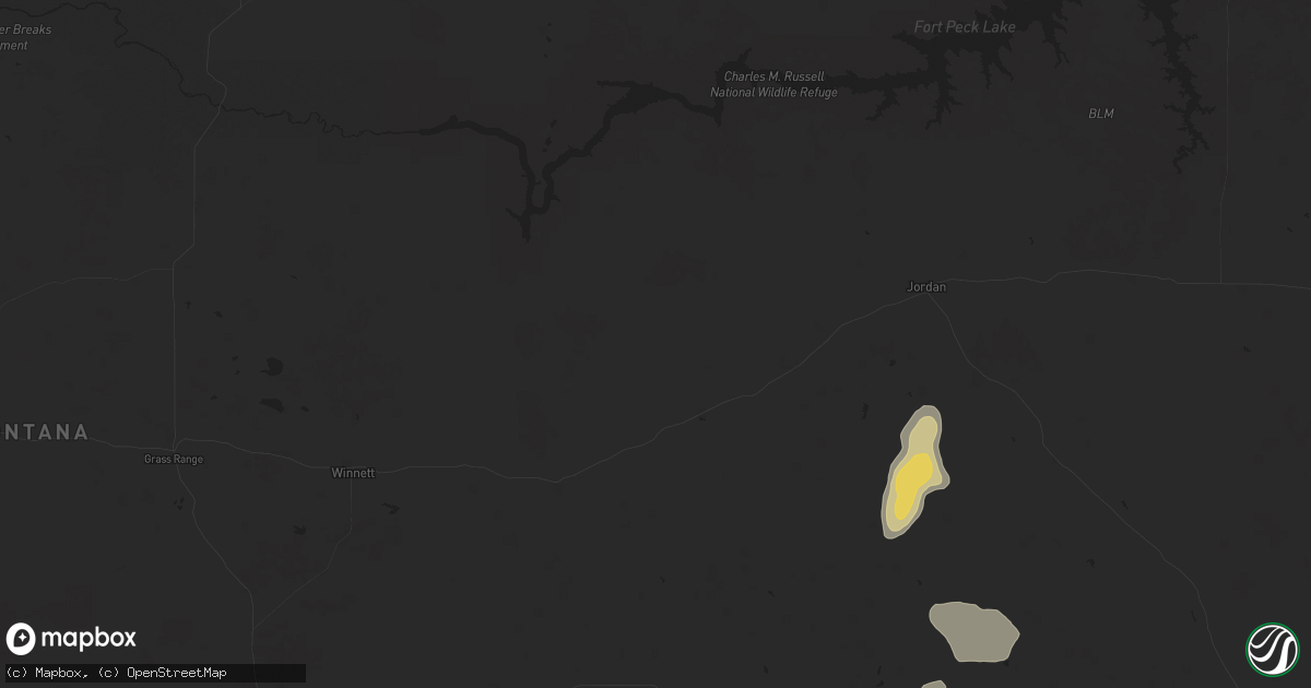 Hail map in Sand Springs, MT on August 19, 2024