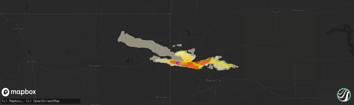 Hail map in Spearfish, SD on August 19, 2024