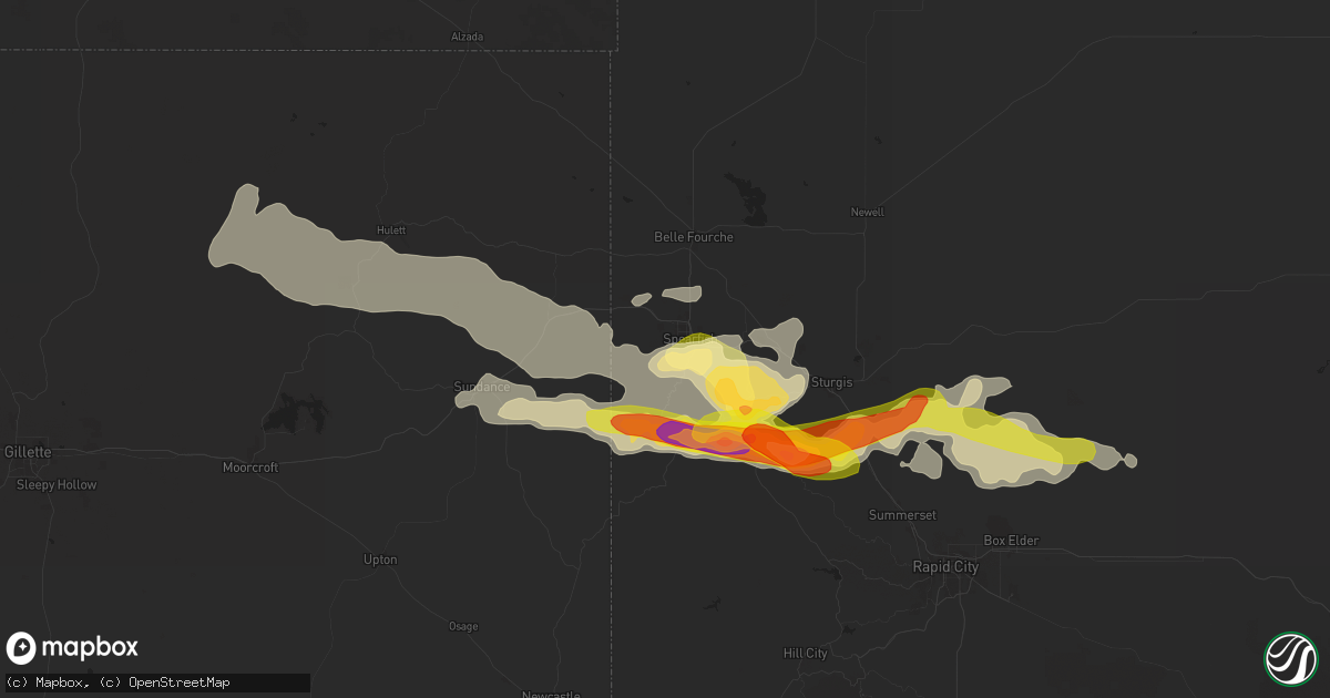Hail map in Spearfish, SD on August 19, 2024