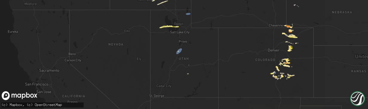 Hail map in Utah on August 19, 2024