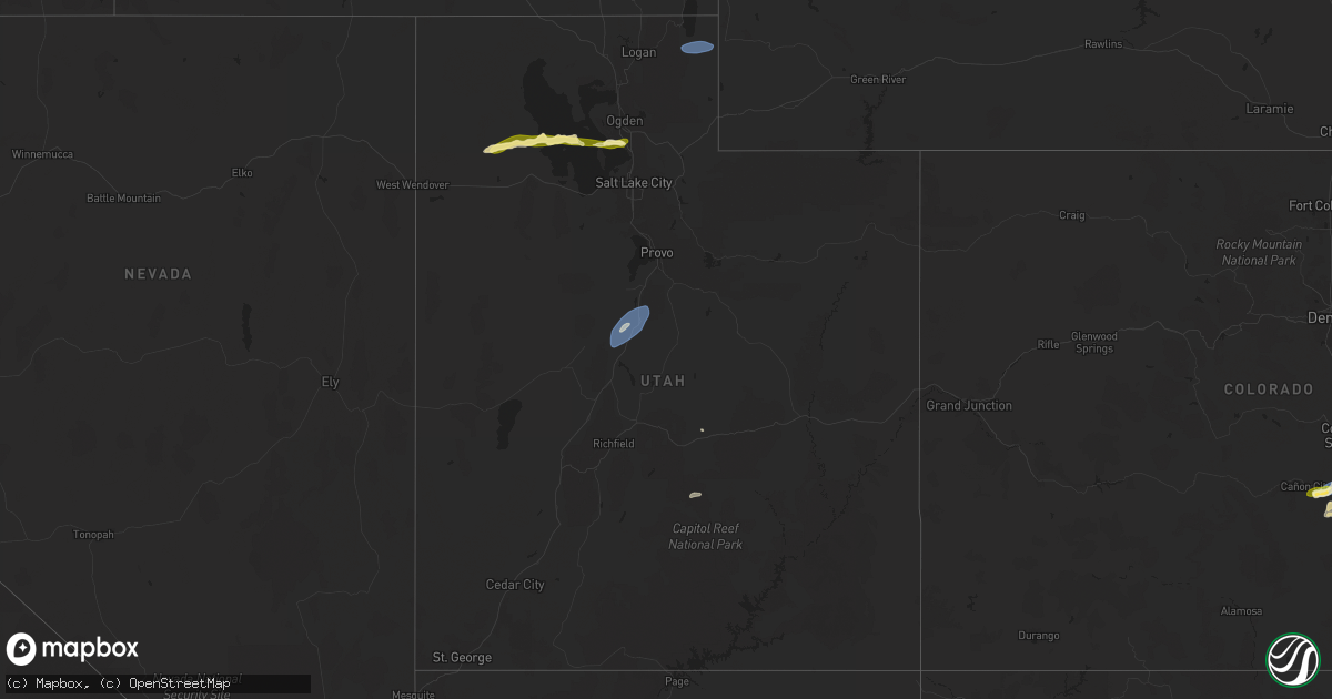 Hail map in Utah on August 19, 2024