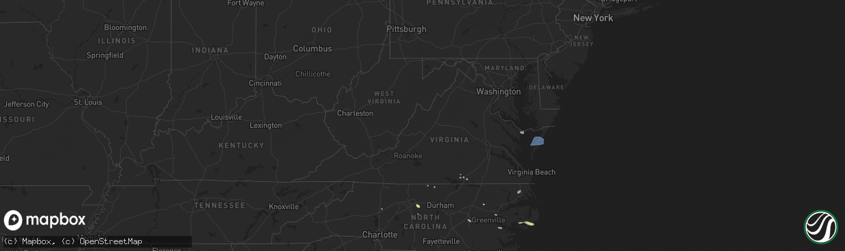 Hail map in Virginia on August 19, 2024