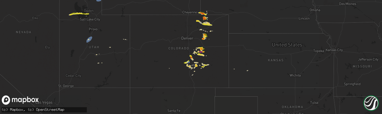 Hail map on August 19, 2024