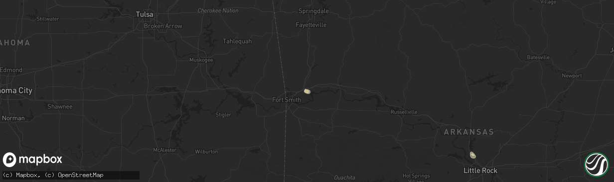 Hail map in Alma, AR on August 19, 2025