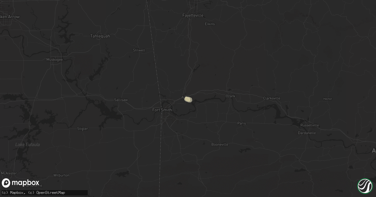 Hail map in Alma, AR on August 19, 2025