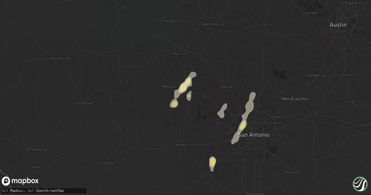 Hail map in Bandera, TX on August 19, 2025