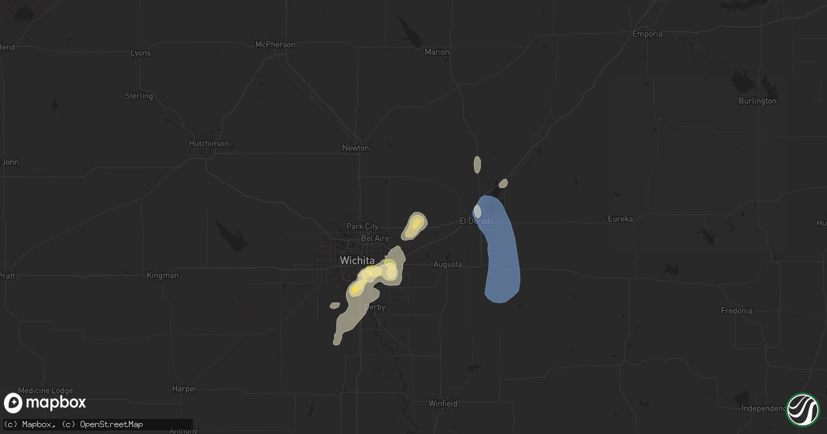 Hail map in Benton, KS on August 19, 2025