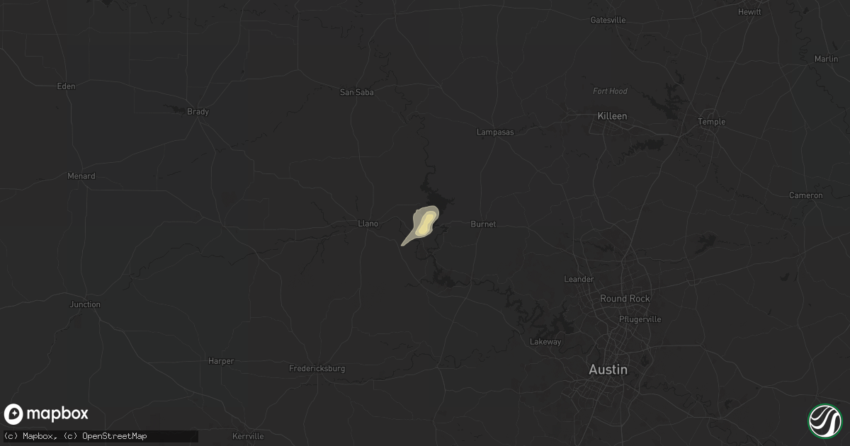 Hail map in Buchanan Dam, TX on August 19, 2025