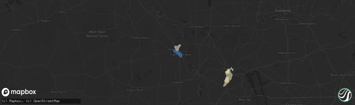 Hail map in Cape Girardeau, MO on August 19, 2025