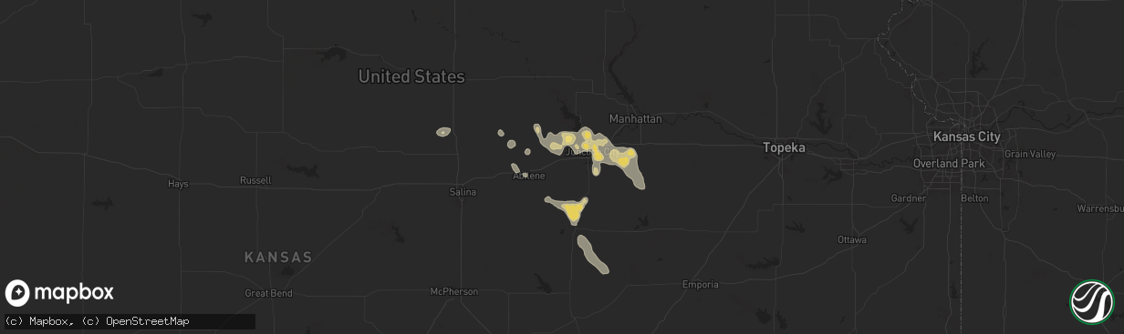 Hail map in Chapman, KS on August 19, 2025